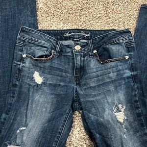 American Eagle Distressed Skinny Jean with Rhinestone detailing